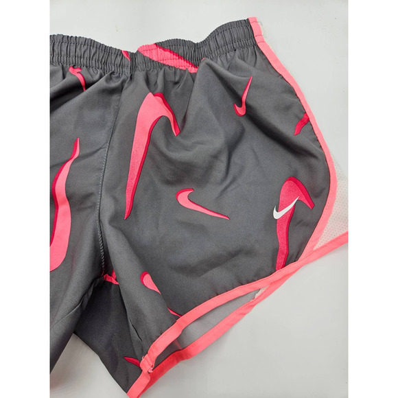 Nike Girls Dri-FIT Tempo Shorts Smoke Grey Pink Logo Mesh Side Size M - Picture 6 of 6